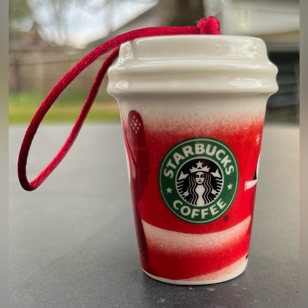 Starbucks Holiday 2010 Red and White Coffee Cup Ornament